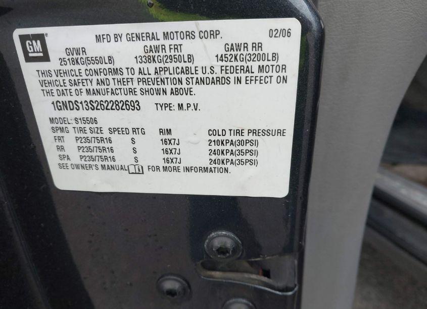 Photo 9 of 2006 Chevrolet Trailblazer LS (VIN 1GNDS13S262282693)