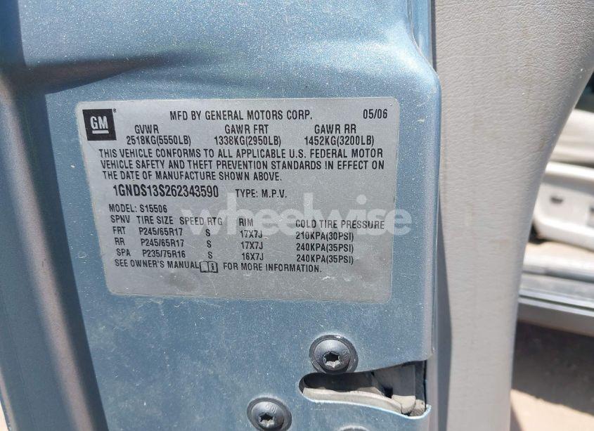 Photo 9 of 2006 Chevrolet Trailblazer LS (VIN 1GNDS13S262343590)