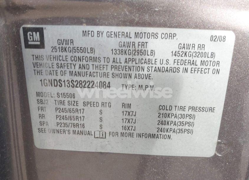 Photo 9 of 2008 Chevrolet Trailblazer LT (VIN 1GNDS13S282224084)