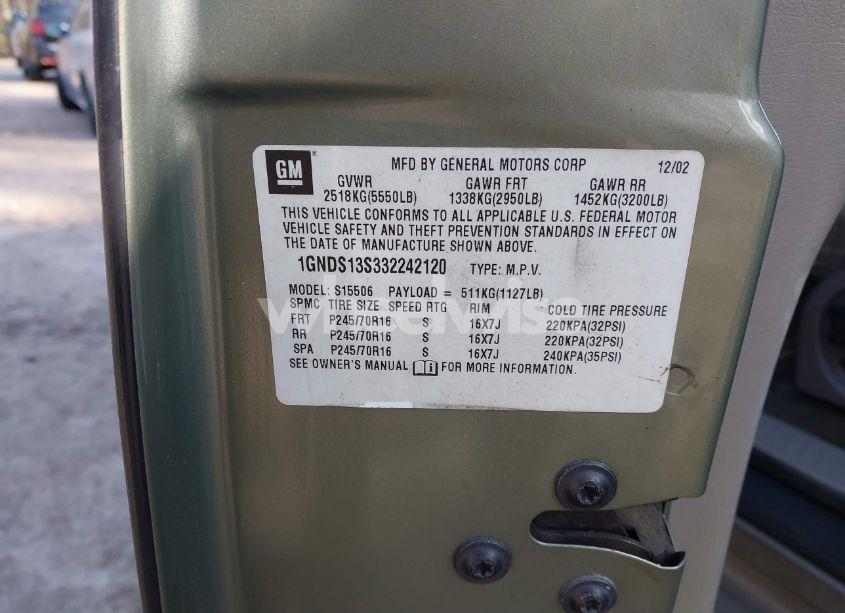 Photo 9 of 2003 Chevrolet Trailblazer LS (VIN 1GNDS13S332242120)