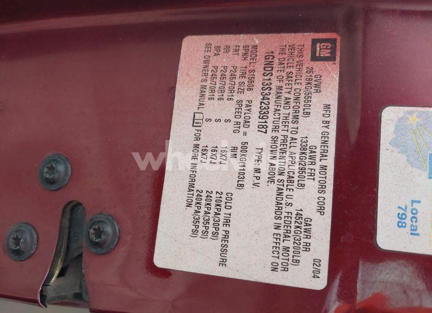 Photo 9 of 2004 Chevrolet Trailblazer LS (VIN 1GNDS13S342339187)