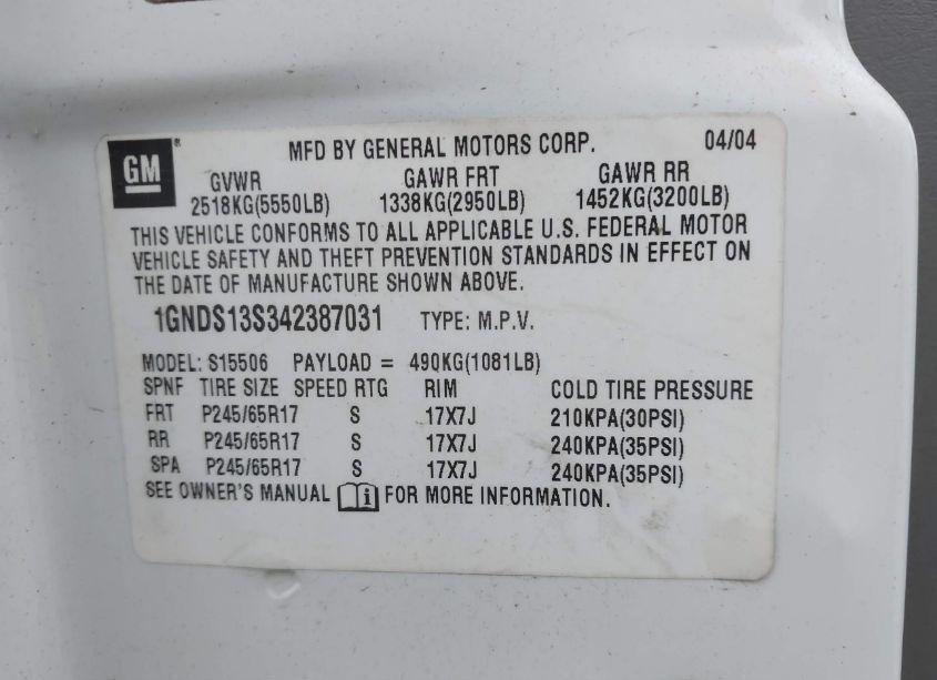 Photo 9 of 2005 Chevrolet Trailblazer LT (VIN 1GNDS13S352154798)