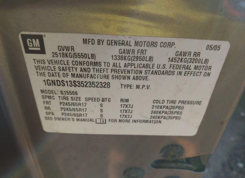 Photo 9 of 2005 Chevrolet Trailblazer LT (VIN 1GNDS13S352352328)