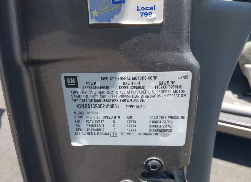 Photo 9 of 2006 Chevrolet Trailblazer LT (VIN 1GNDS13S362164801)