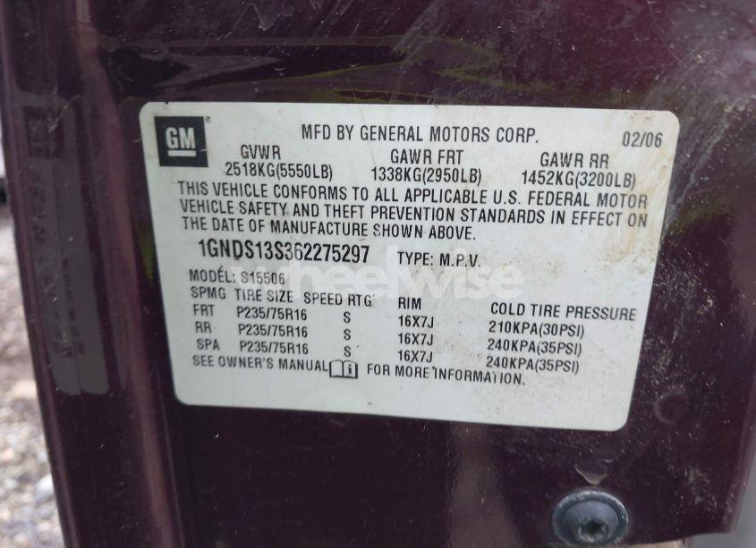 Photo 9 of 2006 Chevrolet Trailblazer LS (VIN 1GNDS13S362275297)