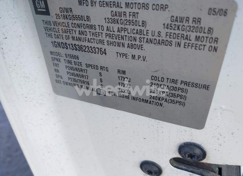 Photo 9 of 2006 Chevrolet Trailblazer LS (VIN 1GNDS13S362333764)