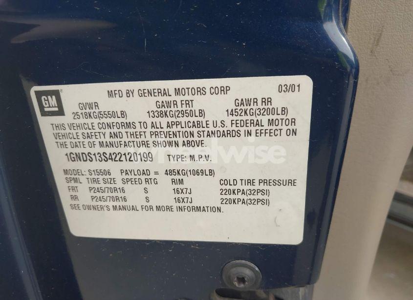 Photo 9 of 2002 Chevrolet Trailblazer LT (VIN 1GNDS13S422120199)