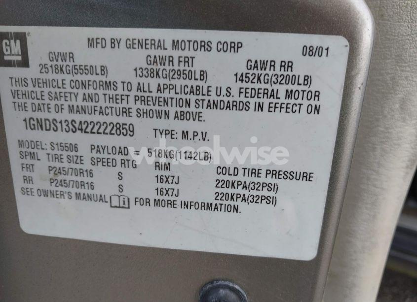 Photo 9 of 2002 Chevrolet Trailblazer LS (VIN 1GNDS13S422222859)