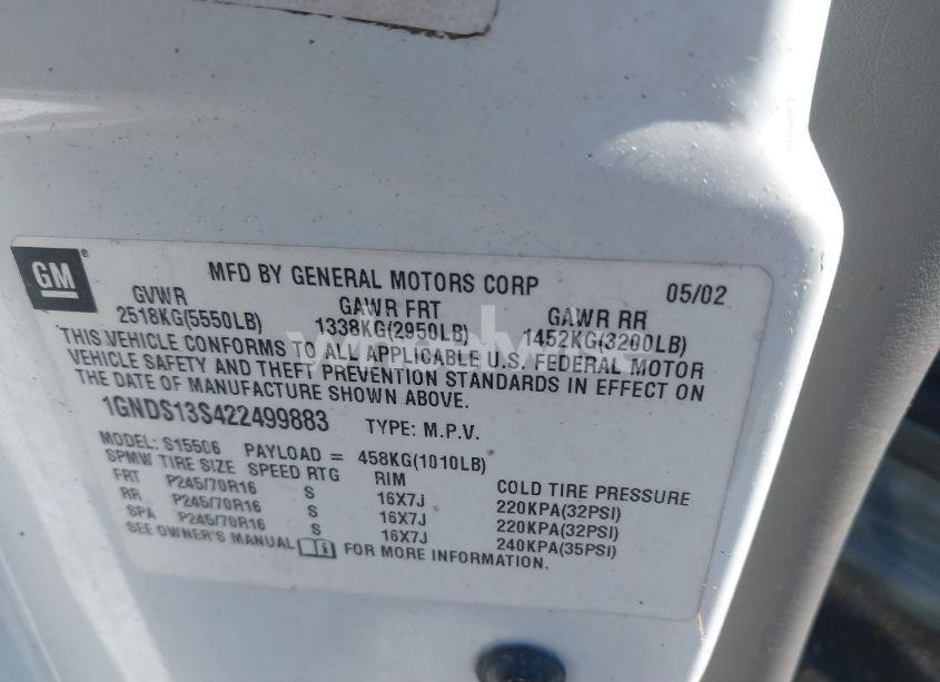 Photo 9 of 2002 Chevrolet Trailblazer LT (VIN 1GNDS13S422499883)