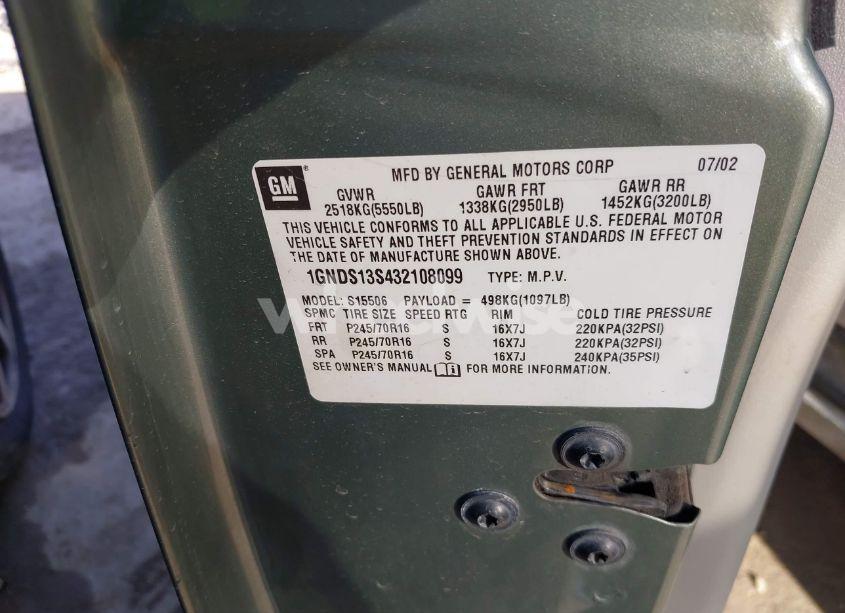 Photo 9 of 2003 Chevrolet Trailblazer LS (VIN 1GNDS13S432108099)