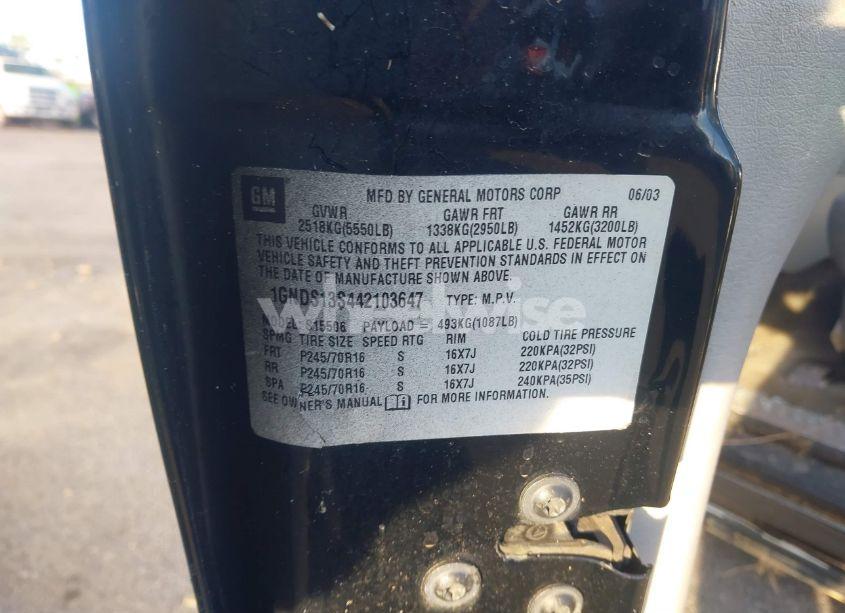 Photo 9 of 2004 Chevrolet Trailblazer LT (VIN 1GNDS13S442103647)