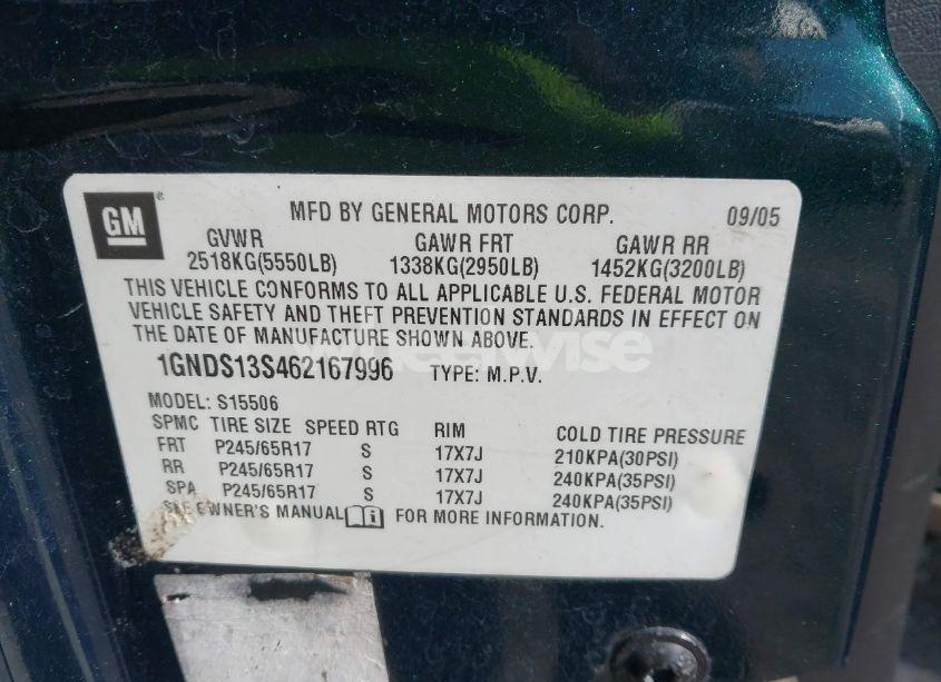 Photo 9 of 2006 Chevrolet Trailblazer LT (VIN 1GNDS13S462167996)