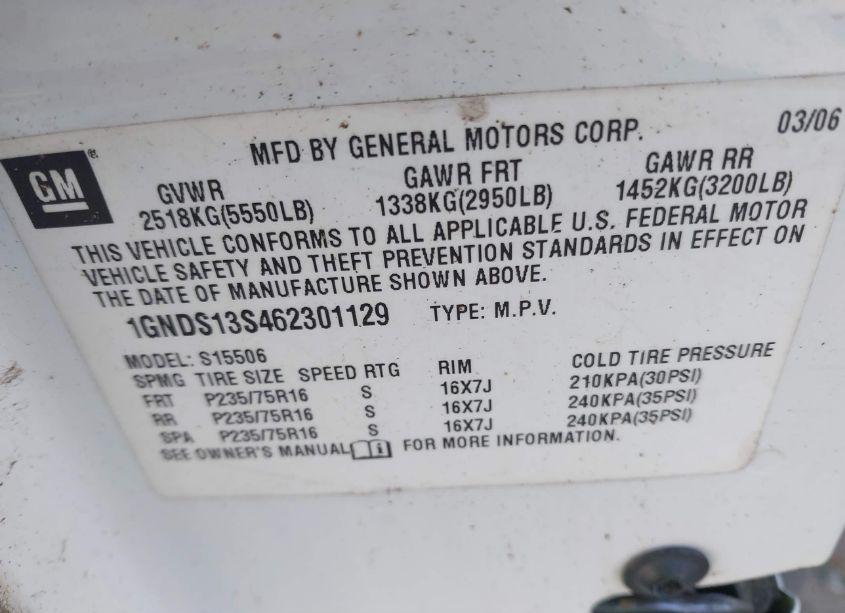 Photo 9 of 2006 Chevrolet Trailblazer LS (VIN 1GNDS13S462301129)