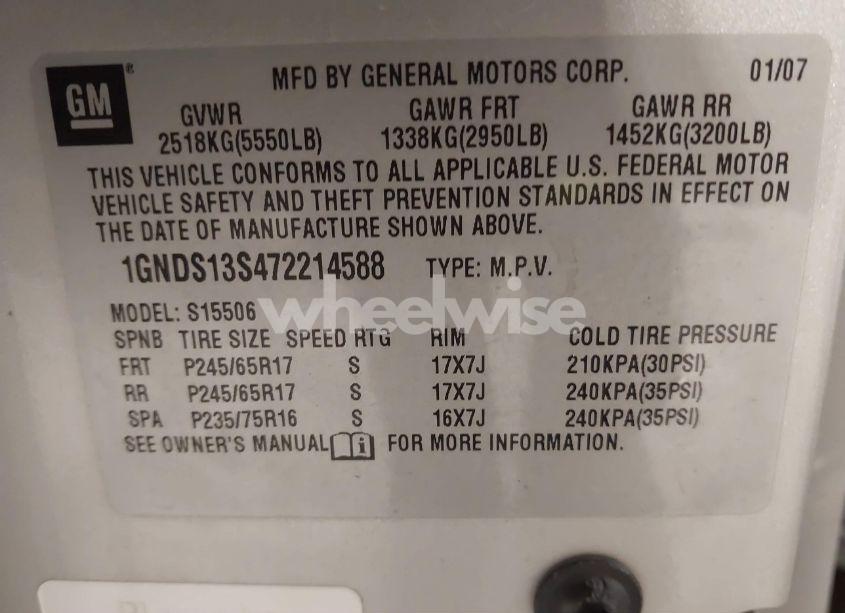 Photo 9 of 2007 Chevrolet Trailblazer LS (VIN 1GNDS13S472214588)