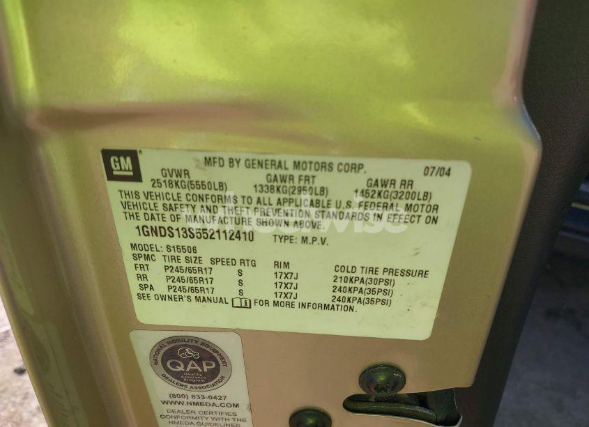 Photo 9 of 2005 Chevrolet Trailblazer LS (VIN 1GNDS13S552112410)