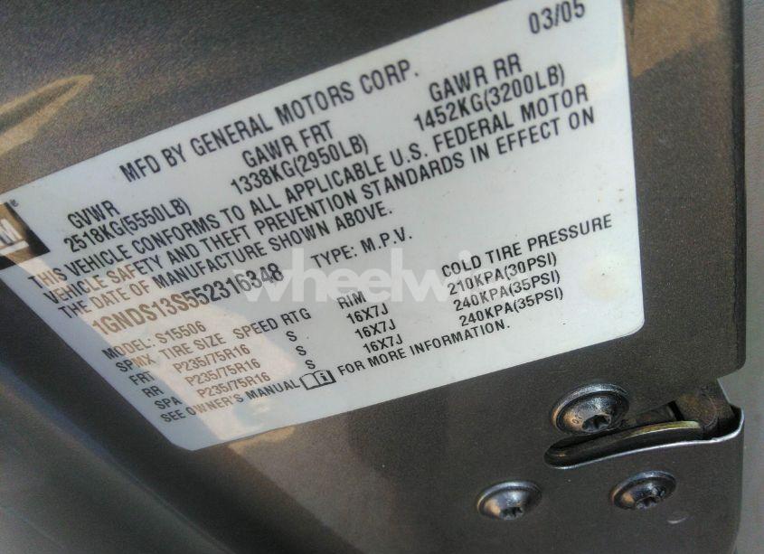 Photo 9 of 2005 Chevrolet Trailblazer LS (VIN 1GNDS13S552316348)