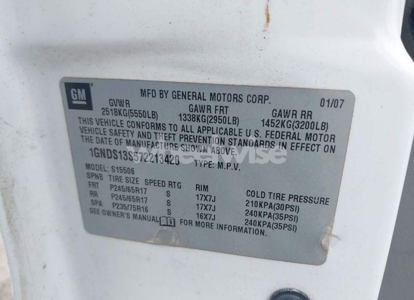 Photo 9 of 2007 Chevrolet Trailblazer LS (VIN 1GNDS13S572213420)