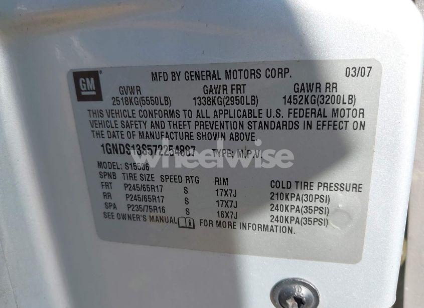 Photo 9 of 2007 Chevrolet Trailblazer LT (VIN 1GNDS13S572254887)