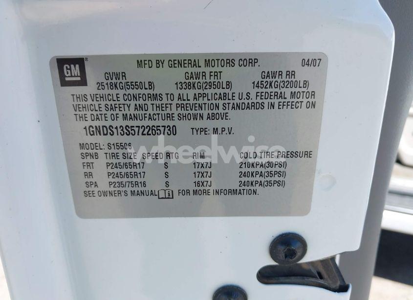 Photo 9 of 2007 Chevrolet Trailblazer LT (VIN 1GNDS13S572265730)