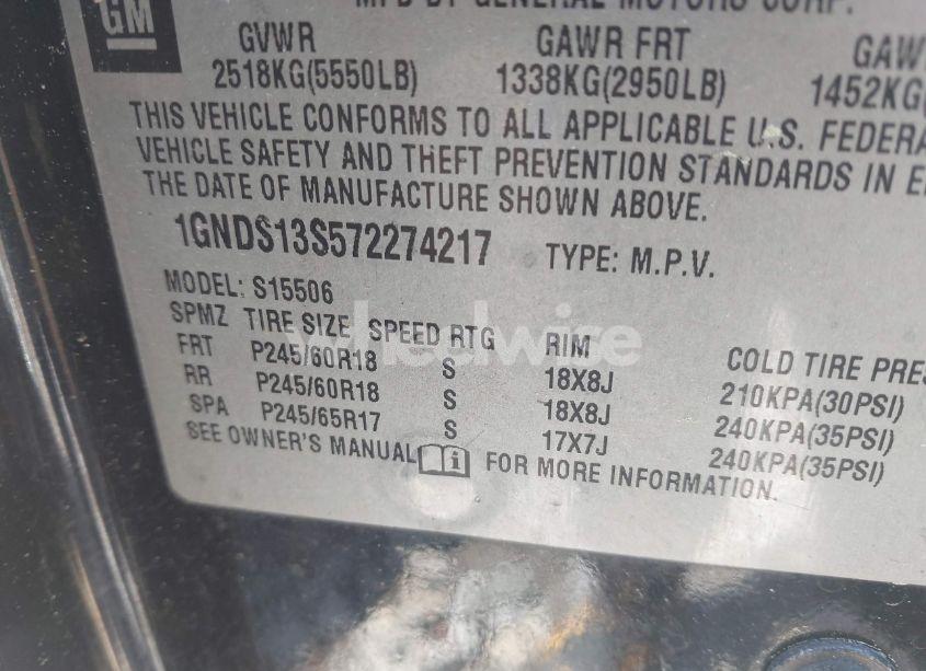 Photo 9 of 2007 Chevrolet Trailblazer LT (VIN 1GNDS13S572274217)