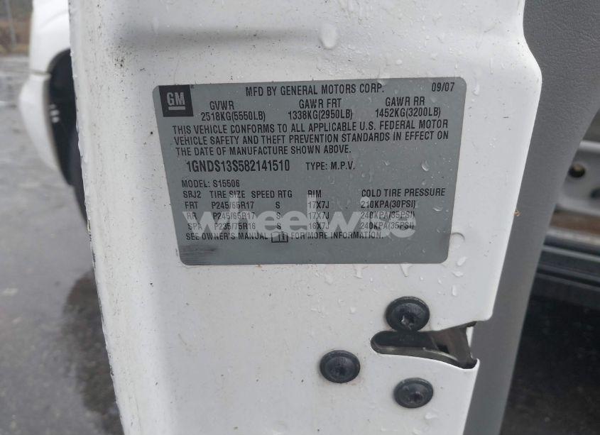 Photo 9 of 2008 Chevrolet Trailblazer FLEET (VIN 1GNDS13S582141510)