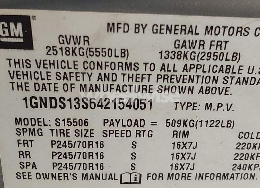 Photo 9 of 2004 Chevrolet Trailblazer LS (VIN 1GNDS13S642154051)