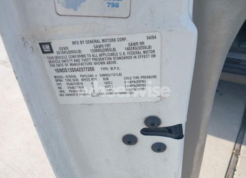 Photo 9 of 2004 Chevrolet Trailblazer LS (VIN 1GNDS13S642377268)