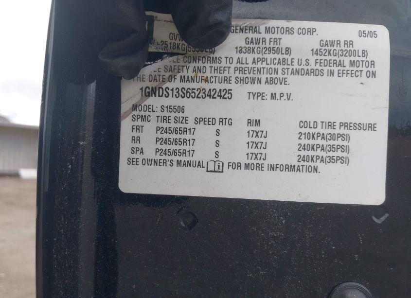 Photo 9 of 2005 Chevrolet Trailblazer LT (VIN 1GNDS13S652342425)