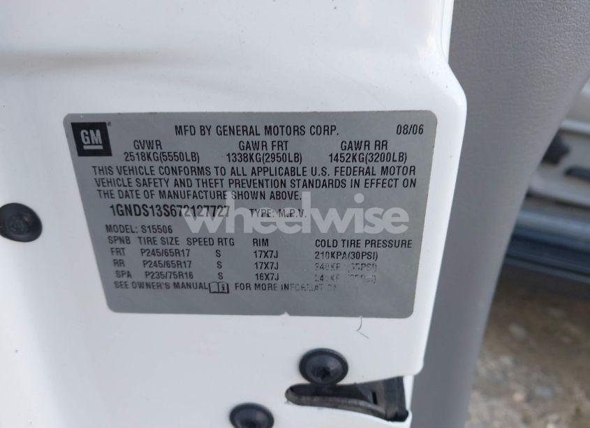 Photo 9 of 2007 Chevrolet Trailblazer LS (VIN 1GNDS13S672127727)