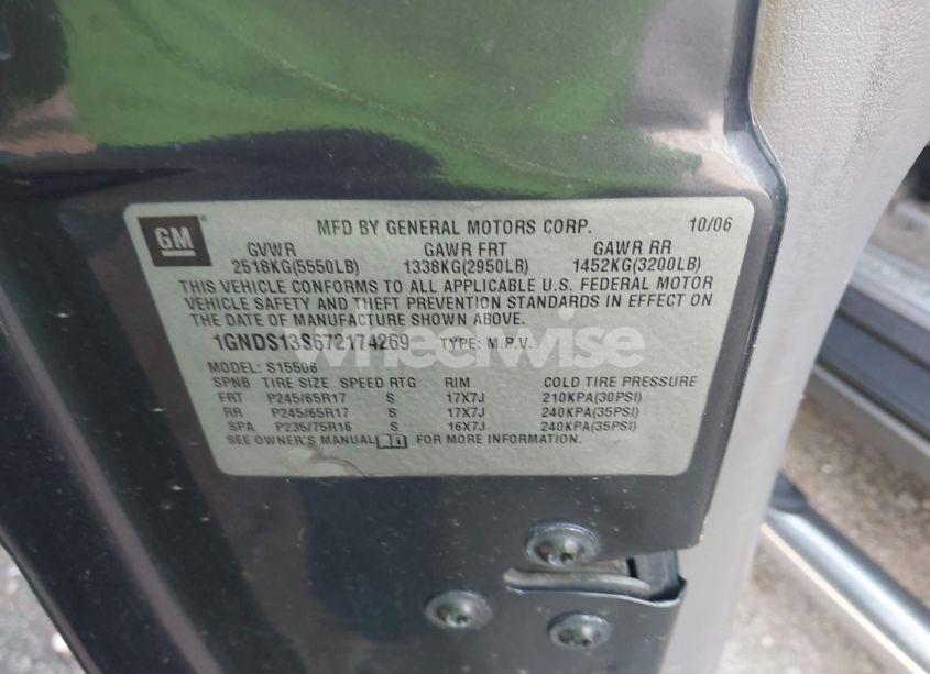 Photo 9 of 2007 Chevrolet Trailblazer LS (VIN 1GNDS13S672174269)