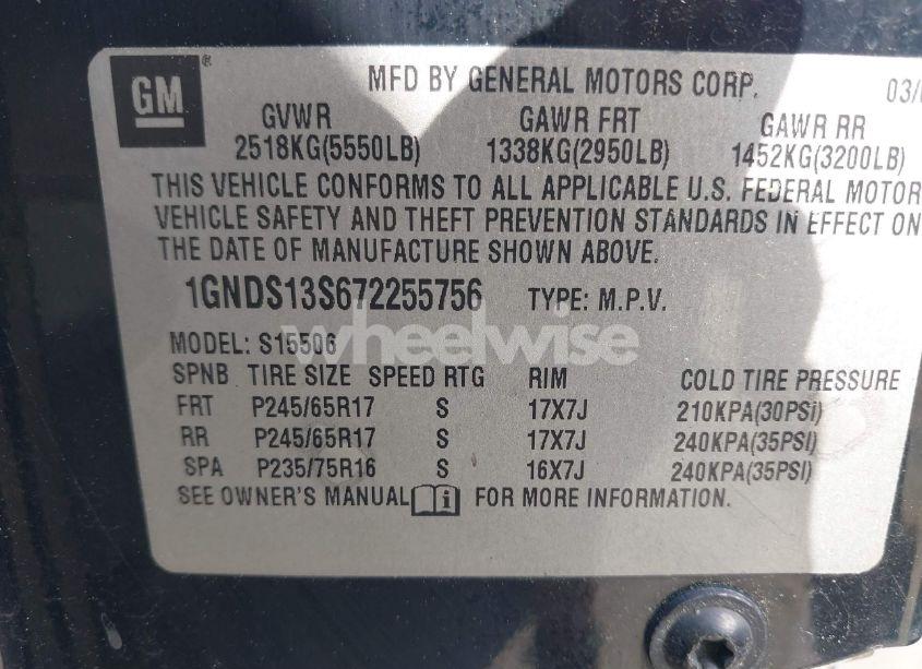 Photo 9 of 2007 Chevrolet Trailblazer LS (VIN 1GNDS13S672255756)