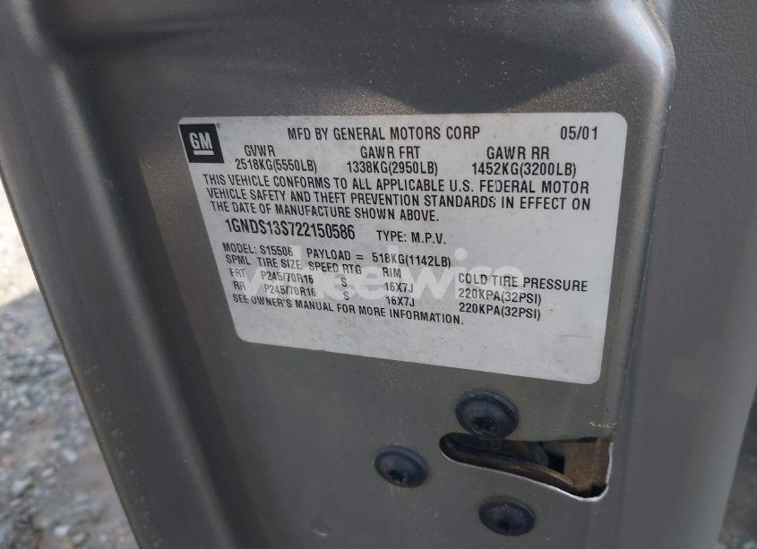 Photo 9 of 2002 Chevrolet Trailblazer LS (VIN 1GNDS13S722150586)