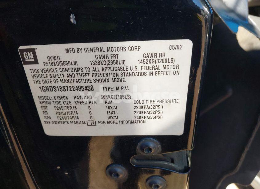 Photo 9 of 2002 Chevrolet Trailblazer LS (VIN 1GNDS13S722485458)