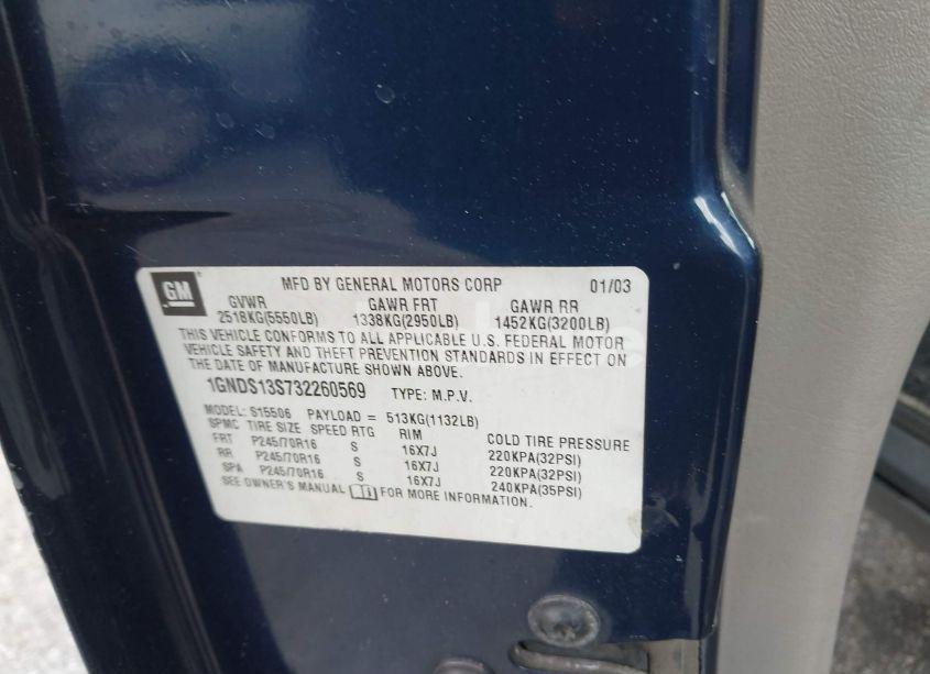 Photo 9 of 2003 Chevrolet Trailblazer LS (VIN 1GNDS13S732260569)