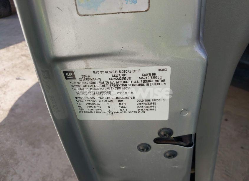 Photo 9 of 2004 Chevrolet Trailblazer LS (VIN 1GNDS13S742105358)