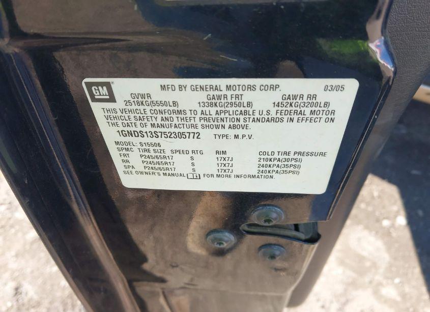 Photo 9 of 2005 Chevrolet Trailblazer LT (VIN 1GNDS13S752305772)