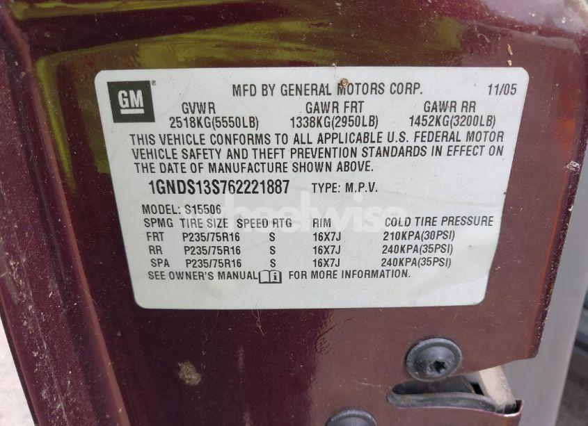 Photo 9 of 2006 Chevrolet Trailblazer LS (VIN 1GNDS13S762221887)