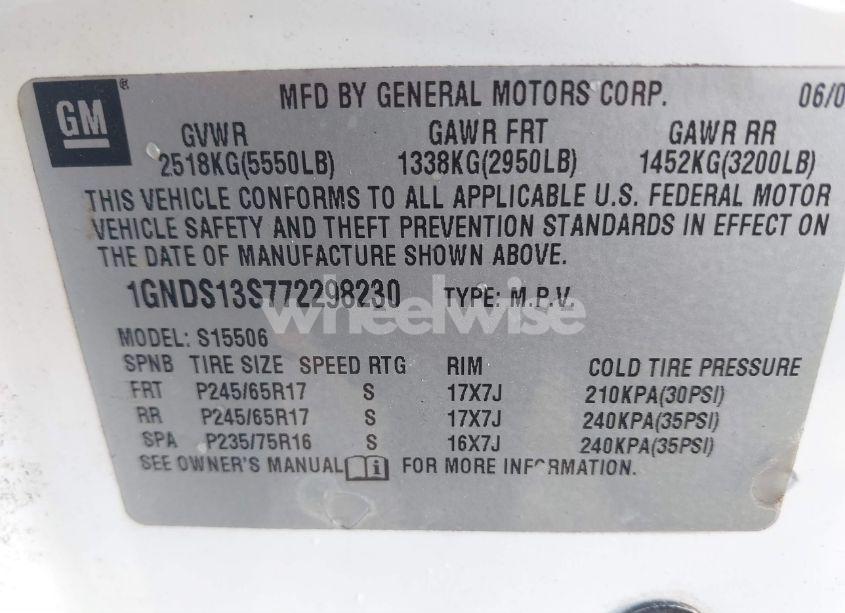 Photo 9 of 2007 Chevrolet Trailblazer LT (VIN 1GNDS13S772298230)