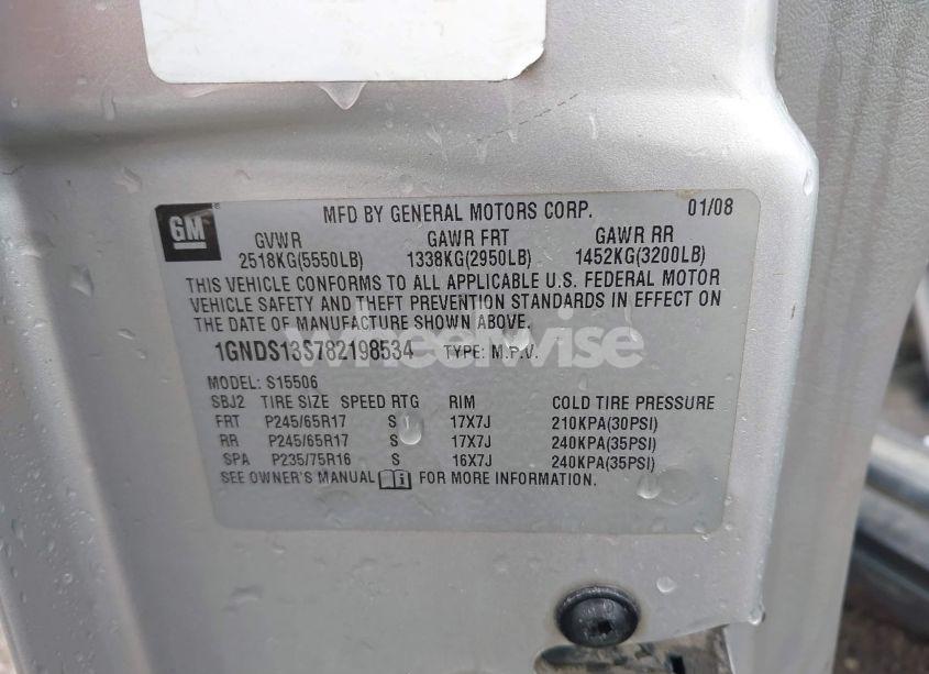 Photo 9 of 2008 Chevrolet Trailblazer FLEET (VIN 1GNDS13S782198534)