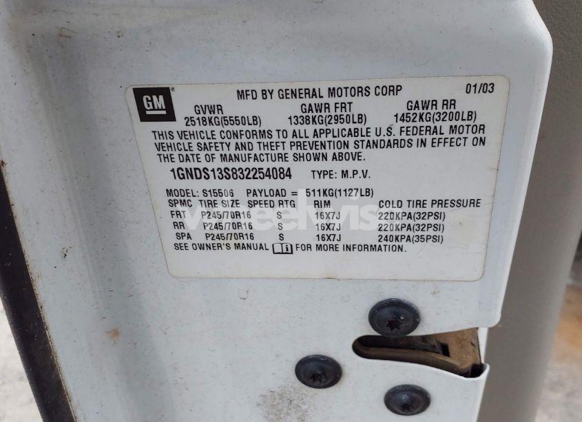 Photo 9 of 2003 Chevrolet Trailblazer LS (VIN 1GNDS13S832254084)