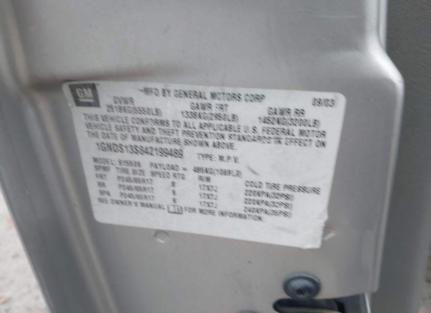 Photo 9 of 2004 Chevrolet Trailblazer LT (VIN 1GNDS13S842199489)