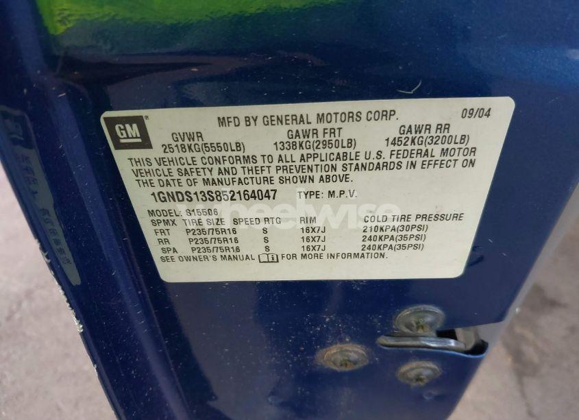 Photo 9 of 2005 Chevrolet Trailblazer LS (VIN 1GNDS13S852164047)