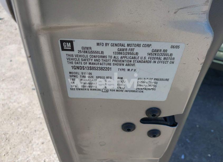 Photo 9 of 2005 Chevrolet Trailblazer LS (VIN 1GNDS13S852382201)