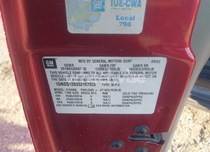 Photo 9 of 2003 Chevrolet Trailblazer LT (VIN 1GNDS13S932167925)