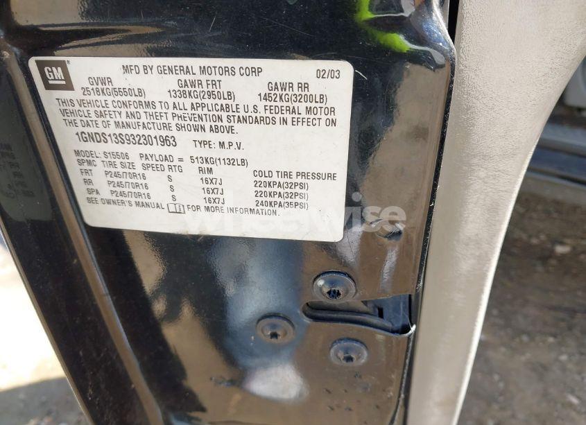 Photo 9 of 2003 Chevrolet Trailblazer LS (VIN 1GNDS13S932301963)