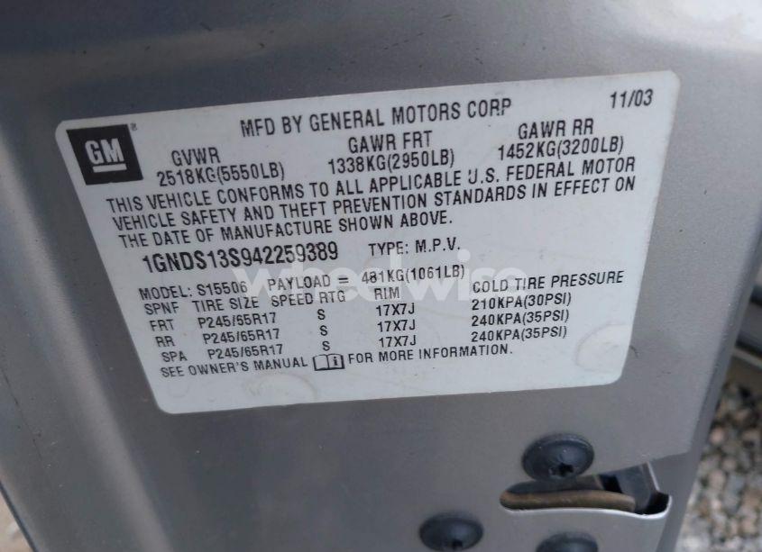 Photo 9 of 2004 Chevrolet Trailblazer LT (VIN 1GNDS13S942259389)