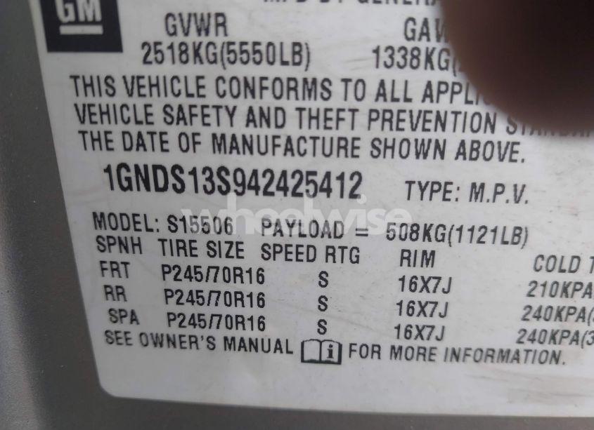 Photo 9 of 2004 Chevrolet Trailblazer LS (VIN 1GNDS13S942425412)