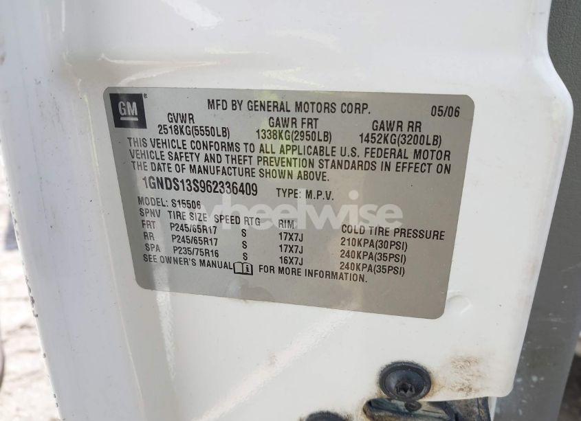 Photo 9 of 2006 Chevrolet Trailblazer LT (VIN 1GNDS13S962336409)