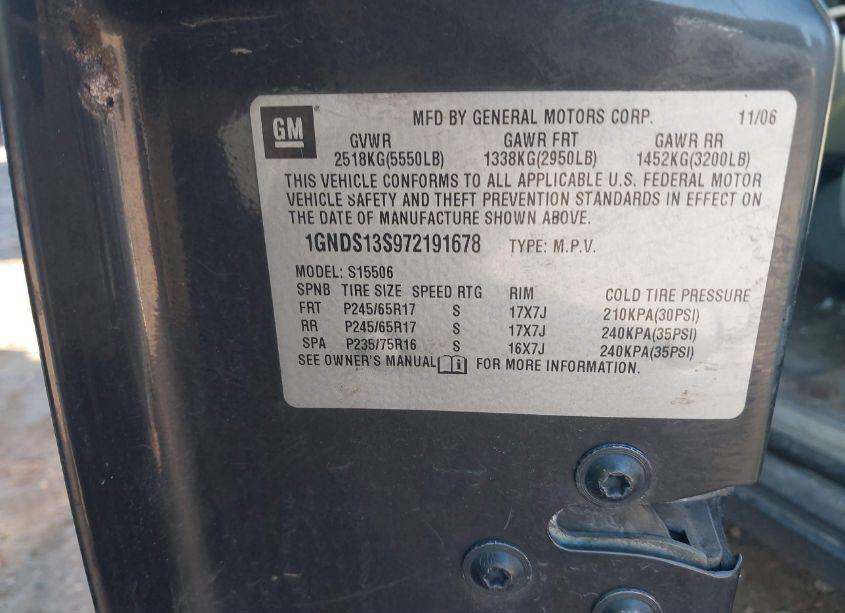 Photo 9 of 2007 Chevrolet Trailblazer LS (VIN 1GNDS13S972191678)