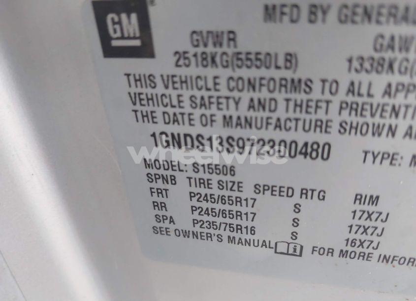 Photo 9 of 2007 Chevrolet Trailblazer LS (VIN 1GNDS13S972300480)